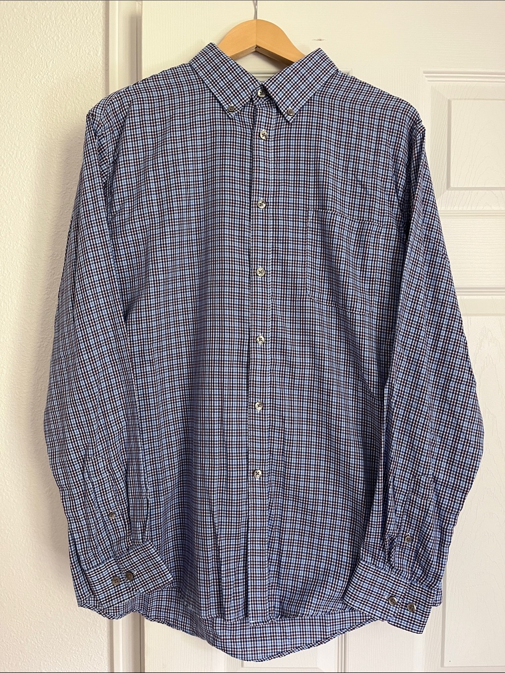 Van Heusen Blue and White Check Button-Down Shirt